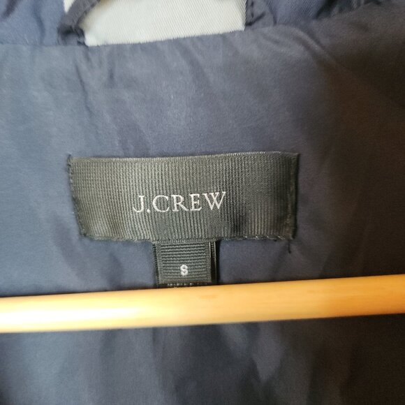 J Crew Down Quilted Plaid Puffer Vest Navy Cream Women Size Small Lined Full Zip - Picture 5 of 9